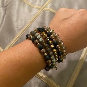 Embellish beaded bracelets - black + gold stack